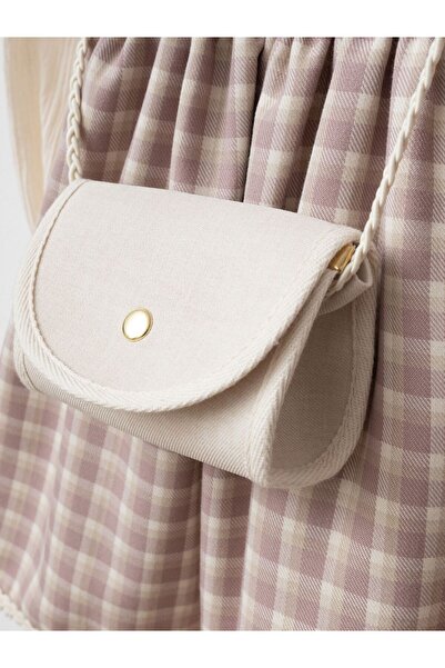 Cherrys Bebek Elegant Detailed Plaid Gilet Dress and Bag Combination