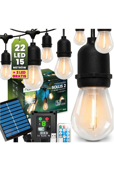 Lumiled Ghirlandă luminoasă solară de grădină cu 22 LED-uri pentru balcon și ...
