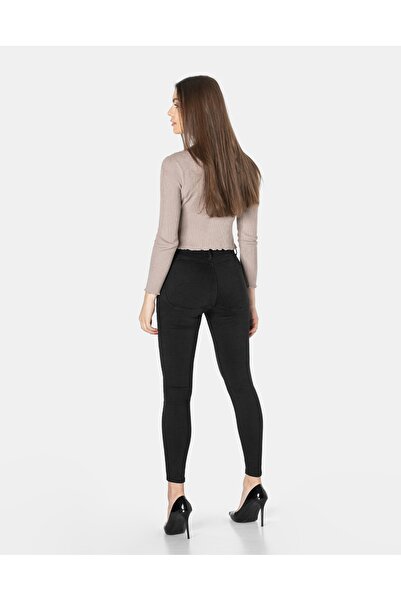 NO BRAND Pantaloni negri push-up de damă, elastici, cu talie înaltă 3353 w28