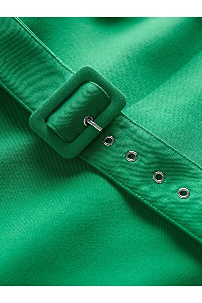 NO BRAND Rochie mini verde tip creion cu bretele din viscoză și curea în tali...