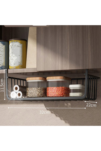 NO BRAND COȘ SUSPENSAT SUB RAFT, ORGANIZATOR METALIC NEGRU, COȘ MEDIU DE 32CM