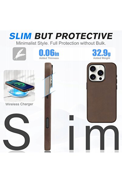 NO BRAND Husă Shieldon din piele naturală de vacă Magsafe pentru iPhone 15 Pr...