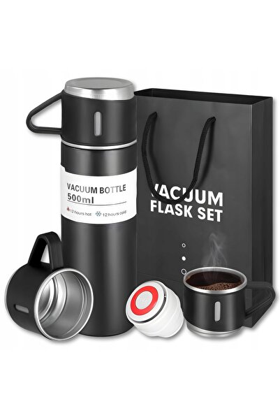 NO BRAND Termos 500ml cu 3 căni, Elegant, Ideal pentru un cadou, Cană termică