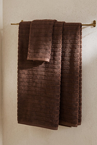 TEOHOMELİNENS Phaselis Bath Towel Set - 2-Piece Hand Towel 50X90 cm and 2-Pie...