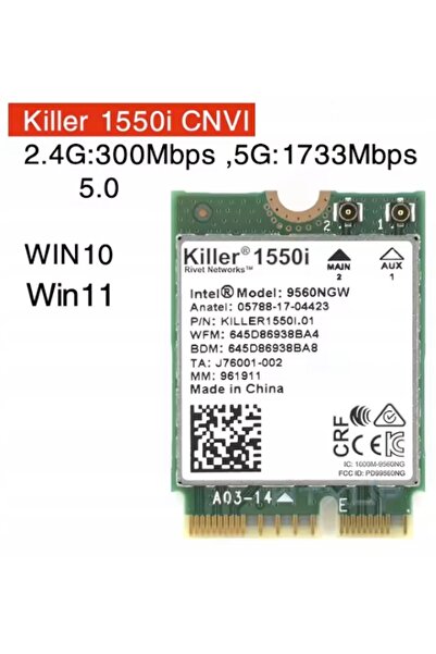 NO BRAND Intel Killer1550I 9560 9560Ngw Wifi 5 2033Mhz Bt 5.0 Placă de rețea ...