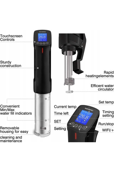 NO BRAND Circulator sous vide, circulator de imersie, termostat, 1000W, LCD, ...