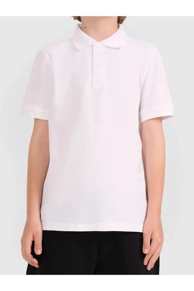 NO BRAND Tricou de bumbac pentru băieți 4F |   Tricou polo cu guler |   Alb 1...