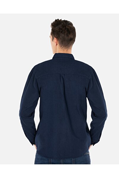 NO BRAND Cămașă mărimi mari pentru bărbați, din denim de bumbac, cu mânecă lu...
