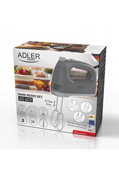 Adler Europe Mixer de mână Robot de bucătărie 750W 5 viteze + TURBO 6 teluri ...