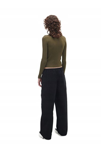 NO BRAND Pantaloni lungi clasici negri, simpli, din bumbac, tip combat, cu ta...