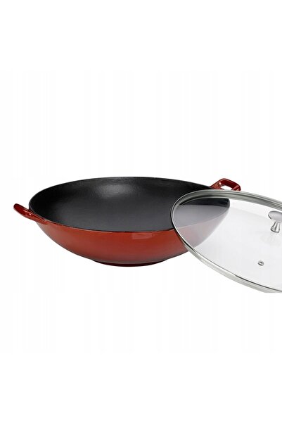 Kela Wok cu capac de sticlă 4 L roșu