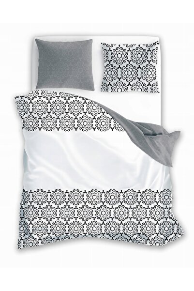 Faro Lenjerie de pat din bumbac 160x200 Glamour 017 Gri Alb Ornament 01