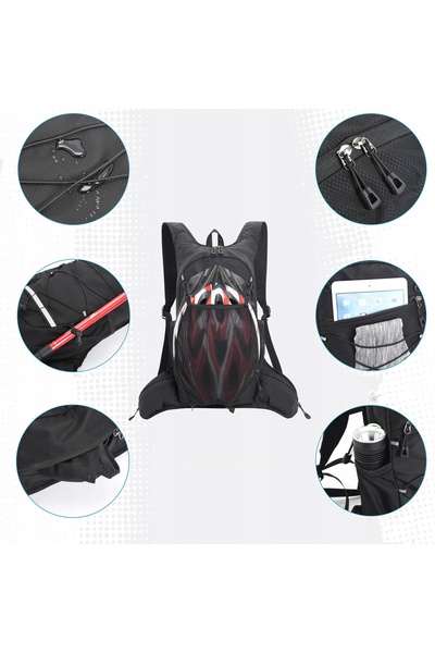 NO BRAND Rucsac de drumeție impermeabil negru de 20L, 46*9*20 cm, cu rezervor...