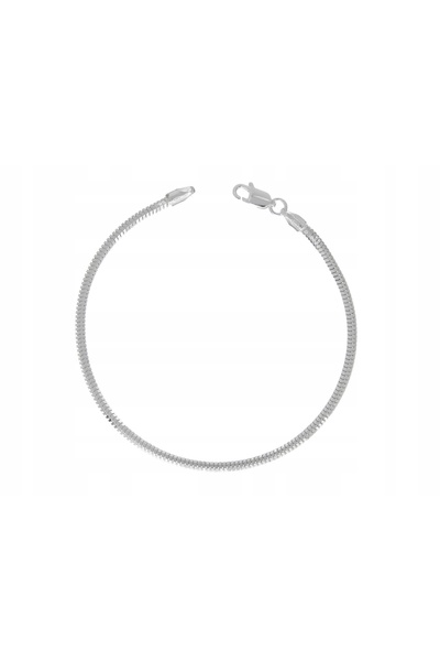 NO BRAND Brățară argintie tip cablu rotund 2,4mm 21cm
