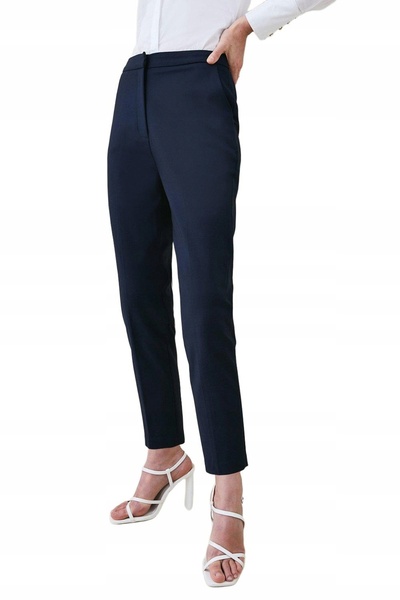NO BRAND Pantaloni din țesătură bleumarin, cu buzunare netede, Karen Millen 34