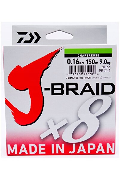 NO BRAND Fir împletit Japonia Daiwa J-Braid X8 8 fire 0.16mm 150m 9kg Lime 1 ...