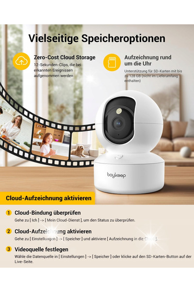 NO BRAND Cameră de interior wireless Wifi 360 °   2K 3 Mp Boykeep K30