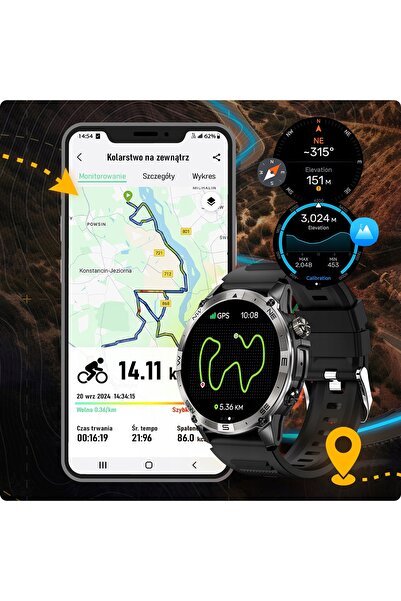 NO BRAND Smartwatch Jg smart pentru bărbați jgr08 GPS sport negru