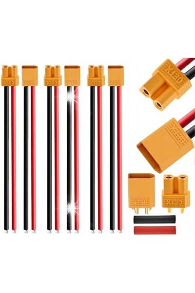 NO BRAND 3 Perechi Conectori Xt30 Cablu Siliconic 100mm 16Awg pentru Baterii ...