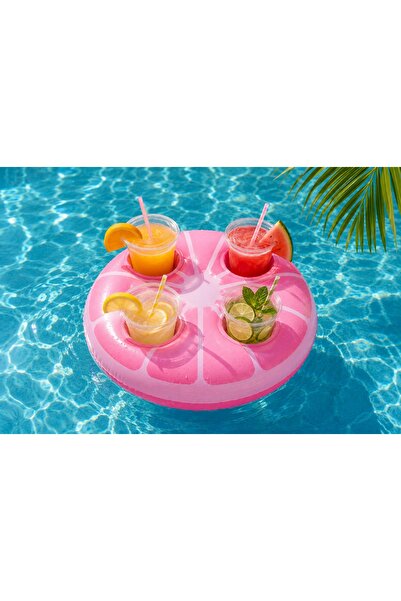 NO BRAND Suport gonflabil pentru băuturi la piscină, 48cm, cu 4 locuri pentru...