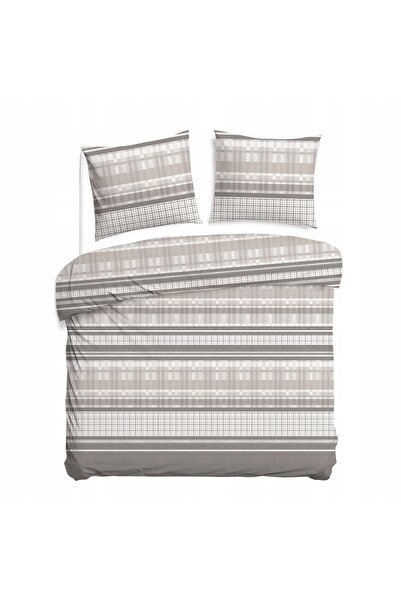 NO BRAND Lenjerie de pat din bumbac 200X220 Cottonlove 71489-1 Bej în carouri
