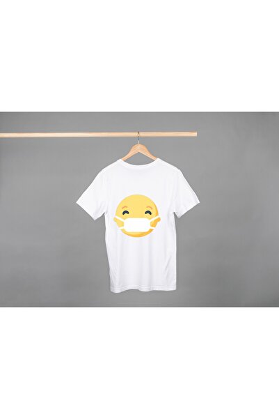 Noname Tricou Unisex Bumbac Premium Casual " Emoticon cu masca " Inscriptie