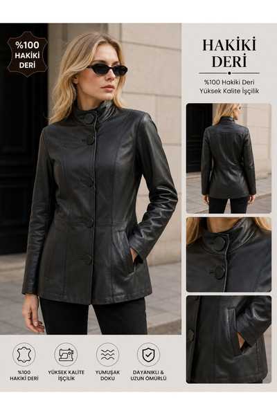 Doze Black Women's Luxury Genuine Leather Jacket