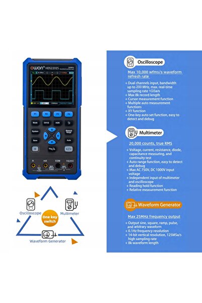 NO BRAND Owon Hds2202S Osciloscop Digital Portabil 3 în 1 Multimetru Generato...