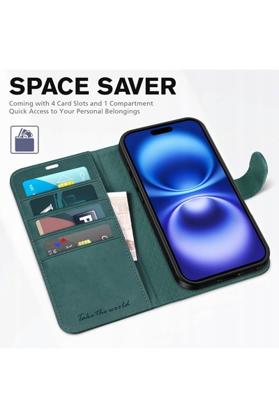 NO BRAND Husă din piele Tucch tip carte pentru iPhone 16, portofel, protecție...