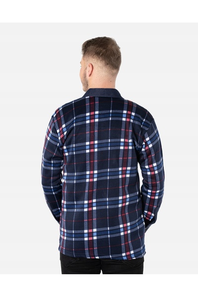 NO BRAND Cămașă călduroasă din fleece pentru bărbați, în carouri, cu nasturi ...