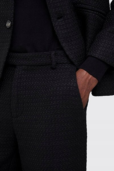 NO BRAND Pantaloni clasici negri, croială dreaptă, buzunare texturate, Boohoo...