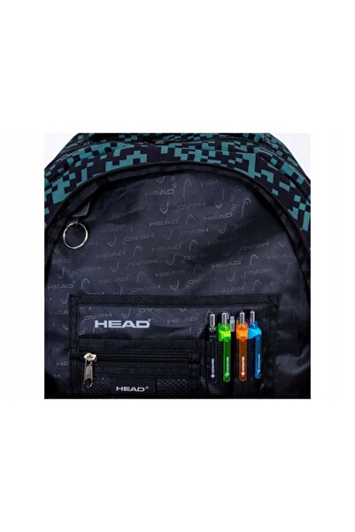 NO BRAND Rucsac școlar Head, negru, cu multiple compartimente și elemente ref...