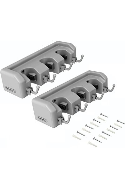 stalwart Shovel, Grass Collector, and Other Tool Holder with Hooks - Wall-Mou...