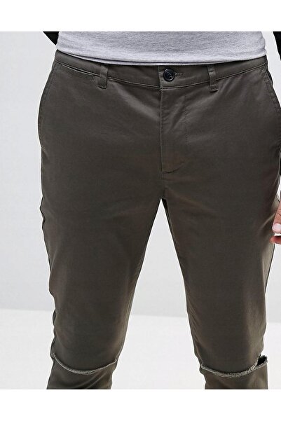 NO BRAND Pantaloni kaki cu găuri skinny Asos 26/31