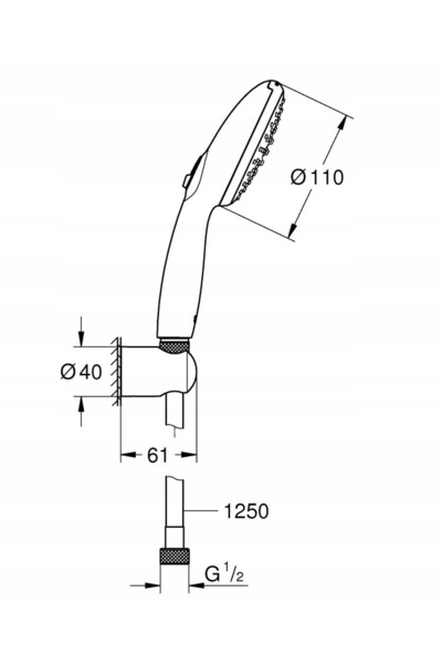 NO BRAND Set de duș Grohe Tempesta 110, 2 jeturi de apă, 26164003, Crom