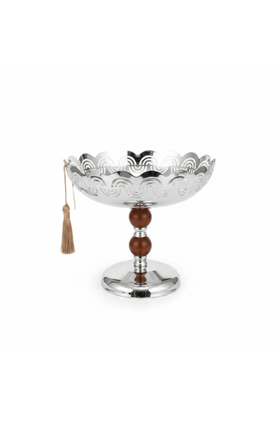 AKDC Silver & Brown Metal Footed Candy Bowl - 24×25 cm