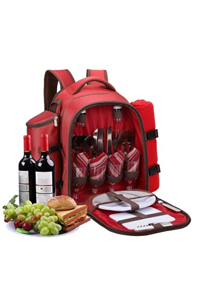 NO BRAND Set rucsac de picnic Apollo Walker, rucsac de picnic roșu