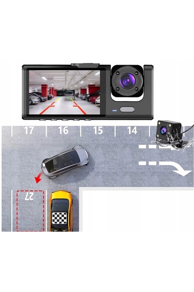 NO BRAND Cameră auto cu 3 lentile, înregistrator video pentru Uber Bolt Taxi,...
