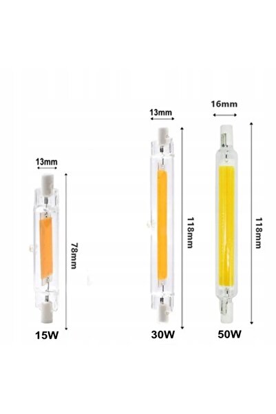 NO BRAND Bec LED R7S Dimabil COB 4000K 15W 78mm 230V - Pachet de 2
