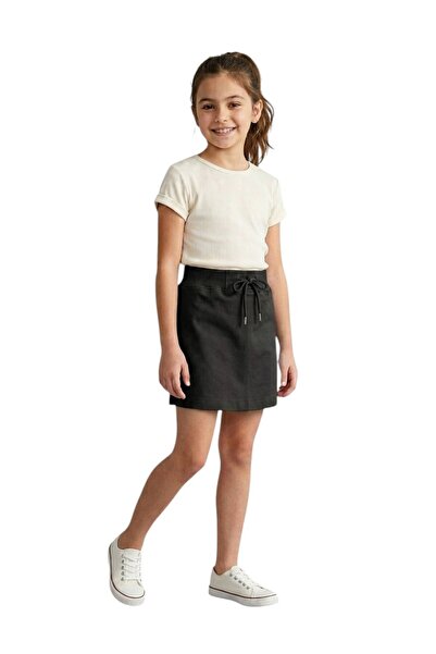 ERDEM KIDS Κοριτσίστικη σχολική φούστα με ελαστική μέση, ριμπ ύφανση, κορδόνι...