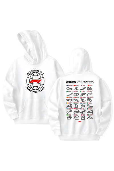 STİL-X Formula 1 Printed Cotton Long Sleeve Hooded Sweatshirt with 3 Yarns