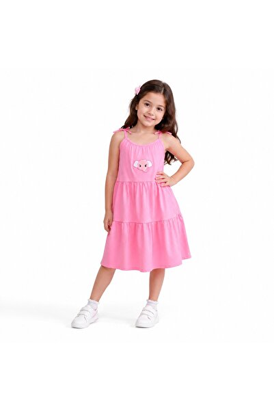 PALM PEANUTS Girls Pink Sleeveless Cotton Dress with Elephant Print | Soft Ca...
