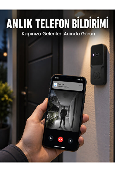 Genel Markalar ASTRALTECH HD Kameralı Akıllı Kapı Zili | Çift Yönlü Sesli Wi-...