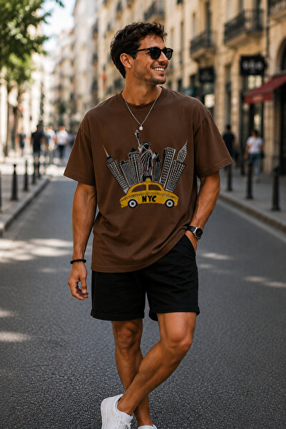 ArtYus Μπλουζάκι New York City με στάμπα Crew Neck Casual Unisex Oversize - Β...