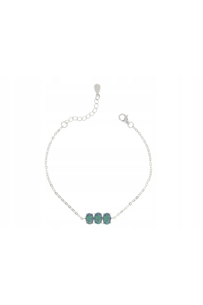 NO BRAND Brățară de argint placată cu rodiu cu opal verde, cadou