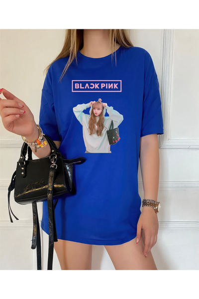 yombaa تي شيرت قطني مطبوع بتصميم BLACK PINK مقاس كبير