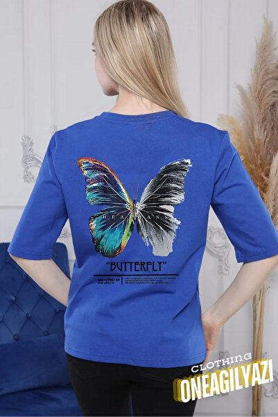 H&GHAMLEGİYİM Butterfly Printed Oversize T-shirt