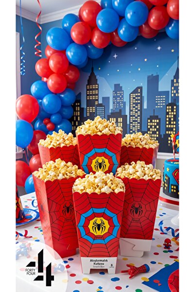 Öz-bal Süper Kahraman Örümcek Ağlı Baskılı Popcorn Box Karton Mısır Ve Kuruye...