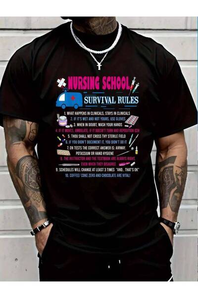 799 100% Cotton Womens Nursing School Survival Rules TShirt Funny Nurse Gift ...