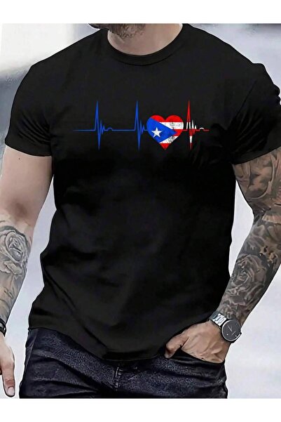 799 100% Cotton Rico Heart Puerto Rican Heartbeat ECG Pulse Boricua T-Shirt M...